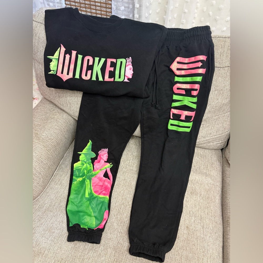 Wicked Black Jogger Set with Green and Pink Graphics